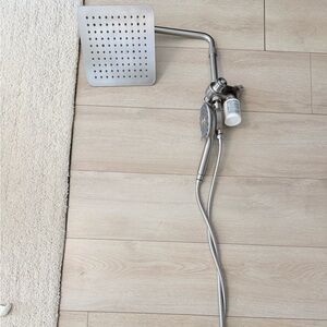 Brushed Nickel Rainfall Shower Head with Handheld Spray